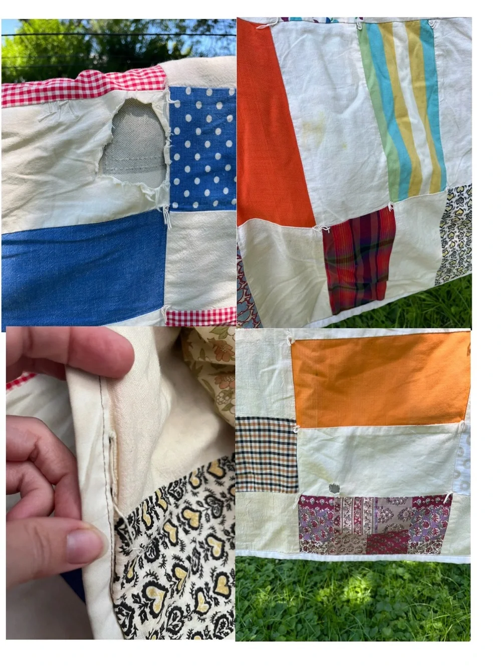 Vtg Quilt Blanket BOHO 60s MCM Retro Heavy 75” x 86” Twin Full